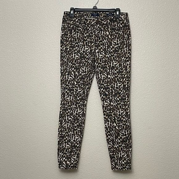 Kaari Blue Mid Rise Skinny Ankle Animal Print Jeans Size 10 - Picture 1 of 6